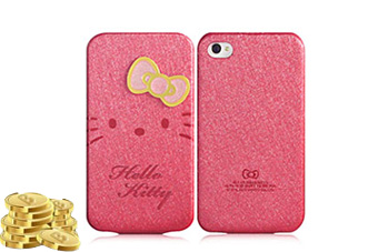 Hello Kitty for iPhone 4/4S摺疊式皮套-絢麗桃 or 樂幣45點